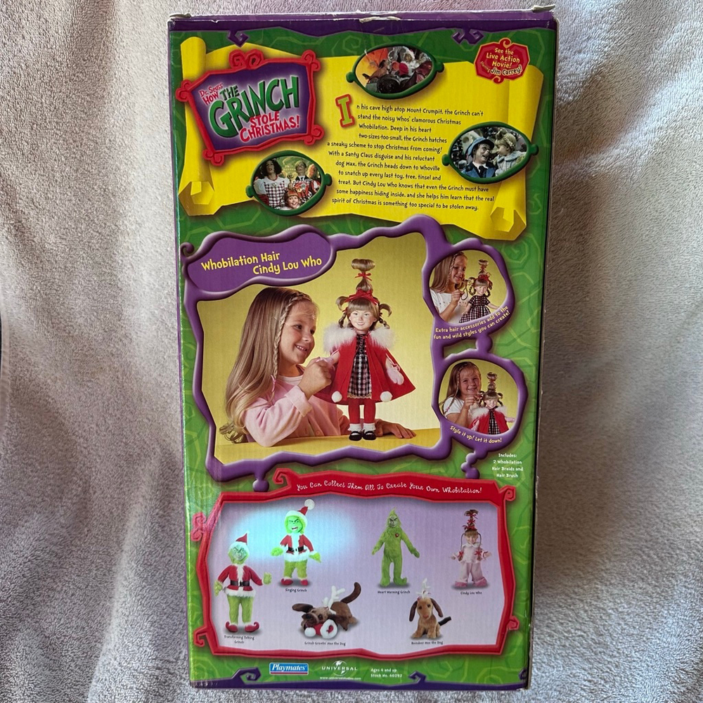 NIB VTG 2000 Playmates Dr Seuss The Grinch Whobilation Hair Cindy Lou Who Doll - Picture 10 of 15